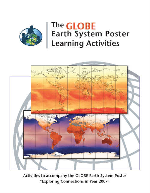 The image shows the GLOBE Earth System Poster Activity guide book