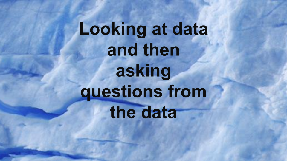 Looking at data and then asking questions from the data