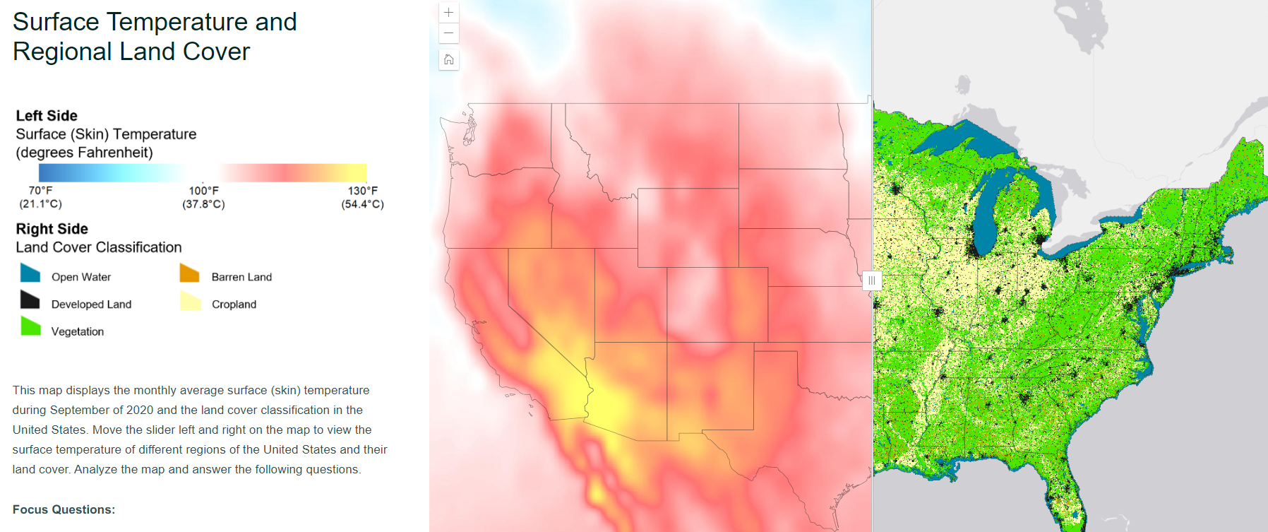 Surface temperature and land cover classification
