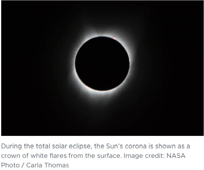 Image showing a total eclipse with the corona showing around the moon.