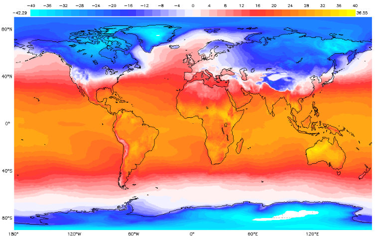 Earth System Data Explorer Monthly Surface Air Temperature February 2019