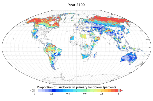 Proportion of landcover projected for year 2100