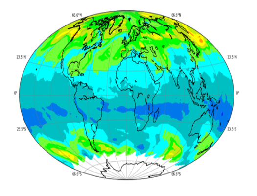 TOMS satellite Ozone mapping for 2022-06-22. Source: NASA, Ozone and Air Quality