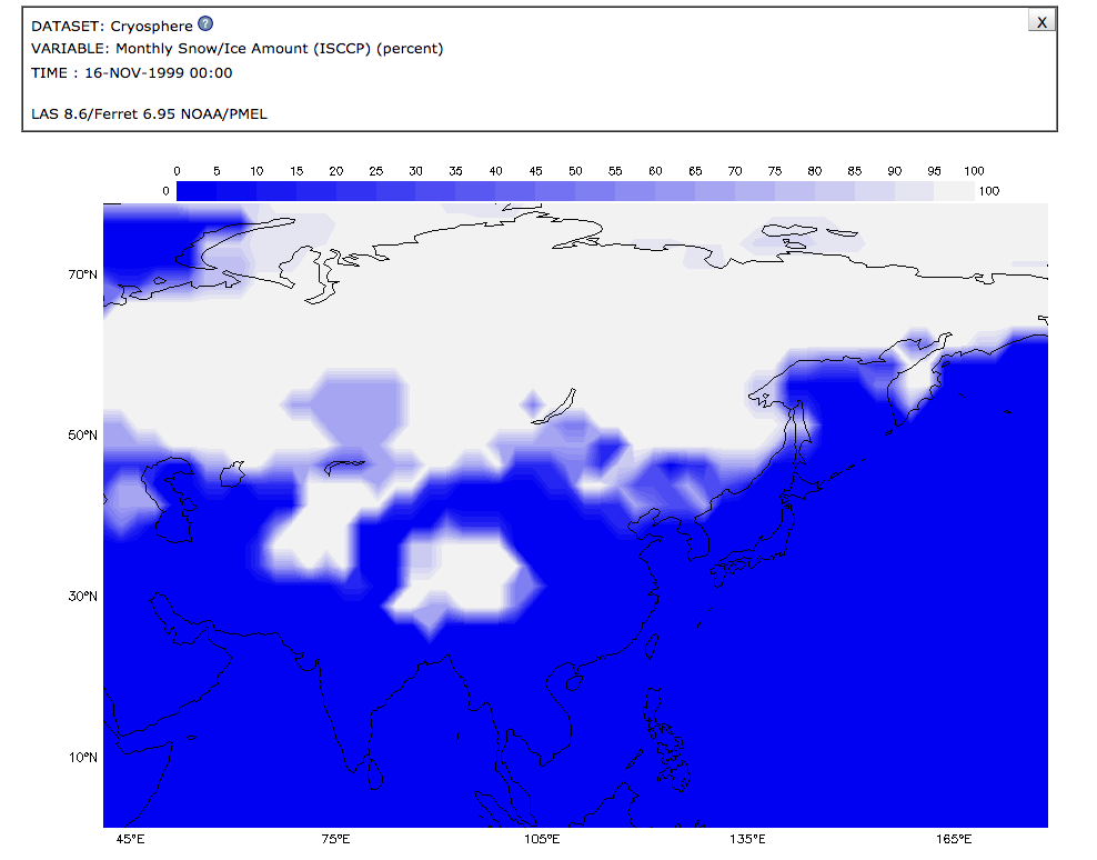 Snow/Ice Amount (percent) for November 1999