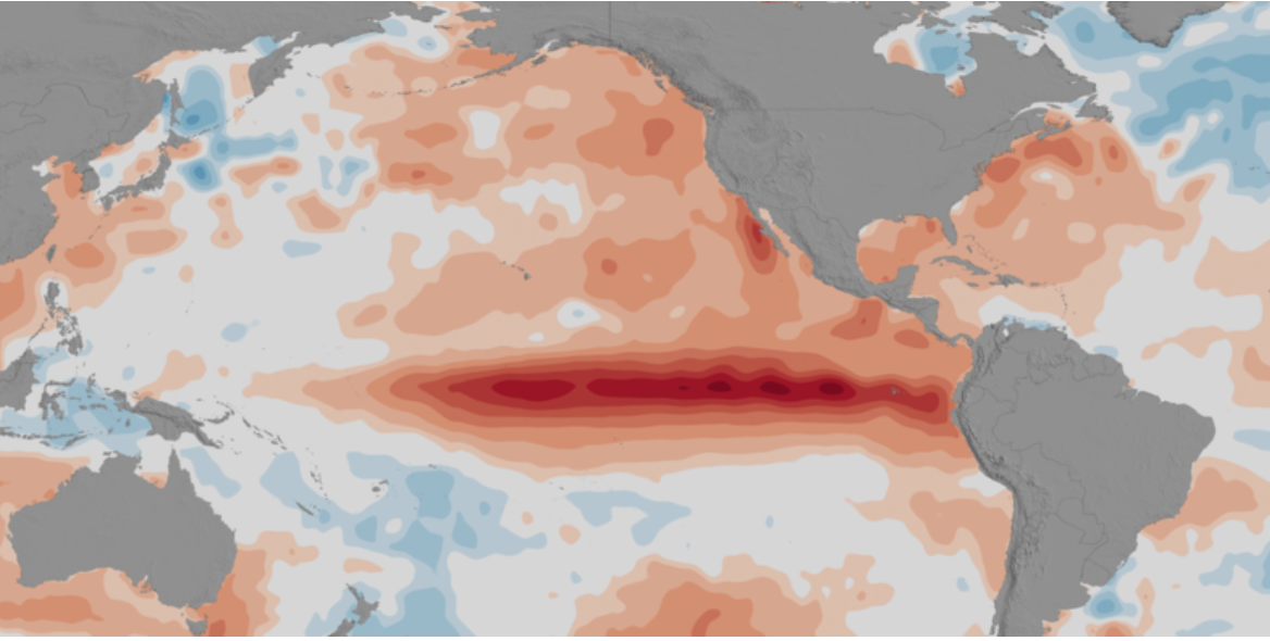 Global map showing sea surface temperatures