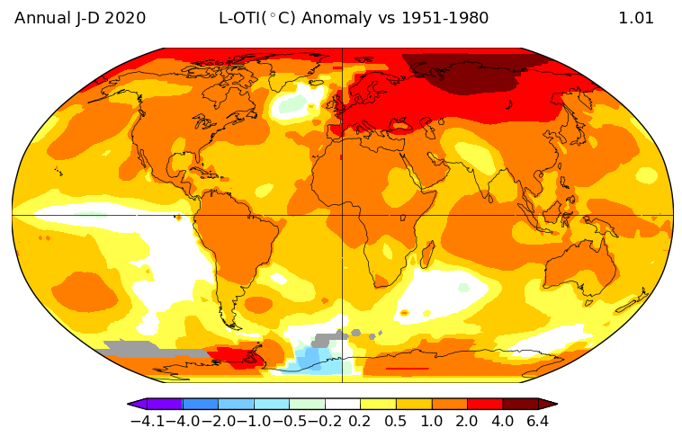 Surface Temperature Global Anomaly Credit: NASA GISS https://data.giss.nasa.gov/gistemp/maps/