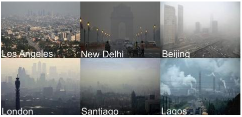 Air quality is a global issue as seen here in cities around the world. Credit: National Center for Atmospheric Research (NCAR).