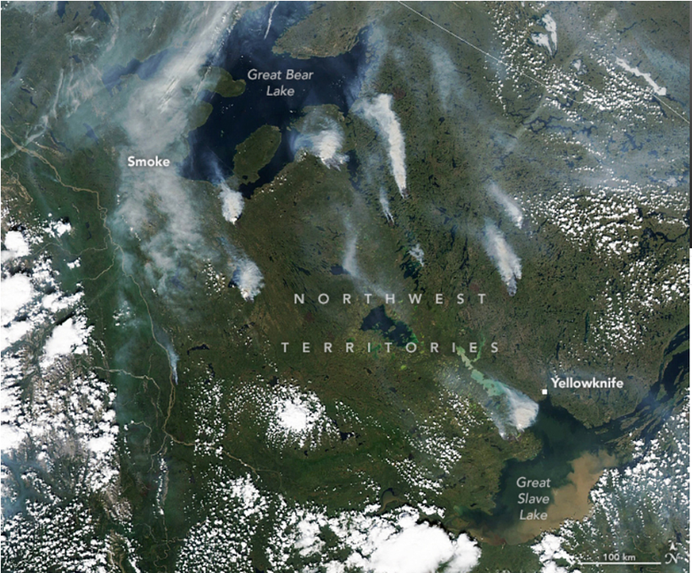 The image show wildland Fires in northern Canada. Image source: CALIPSO
