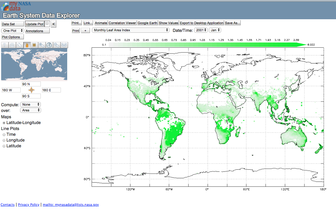 Earth System Data Explorer Data Visualization