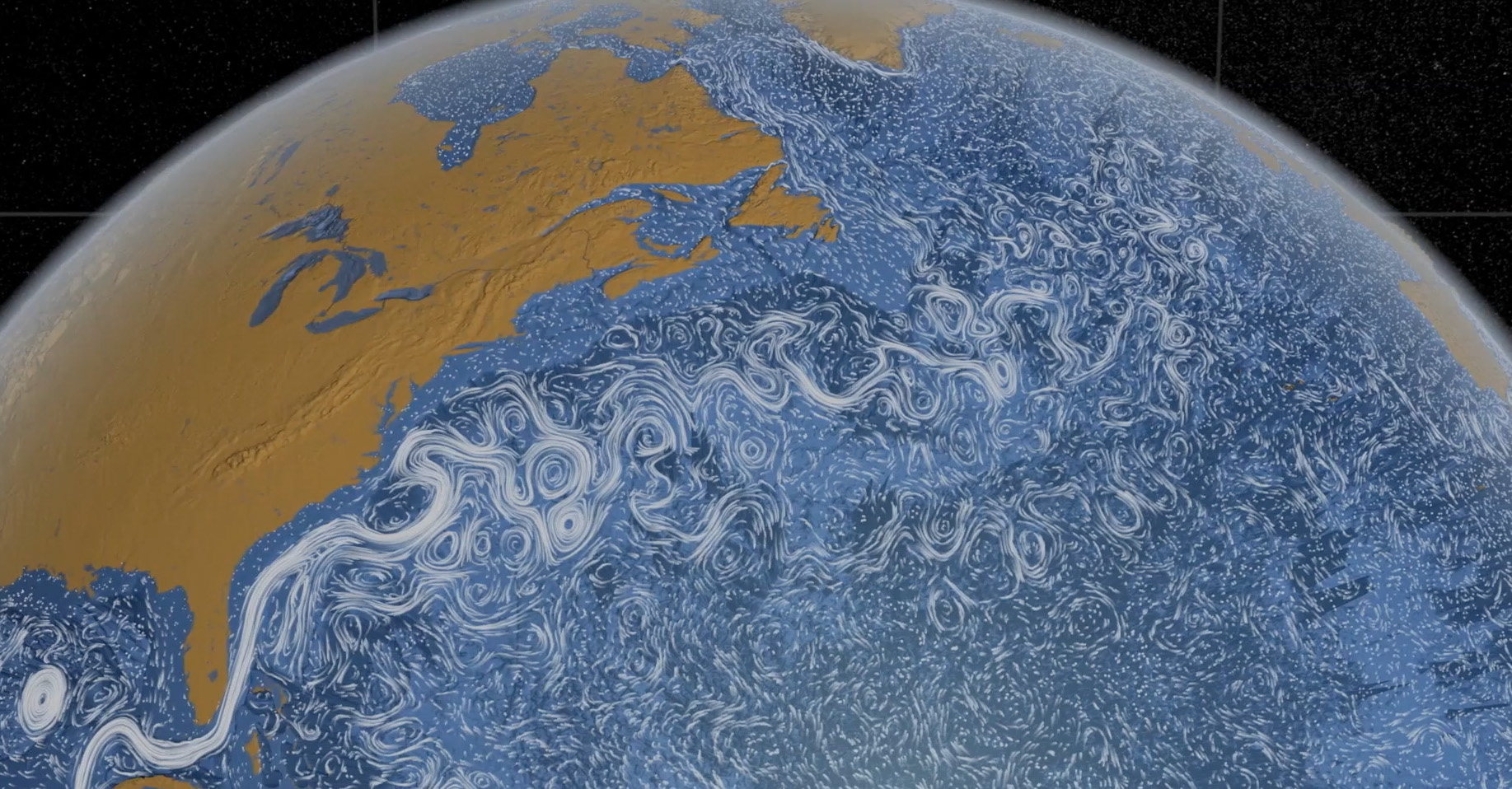 A global view of the gulf stream and ocean surface currents.
