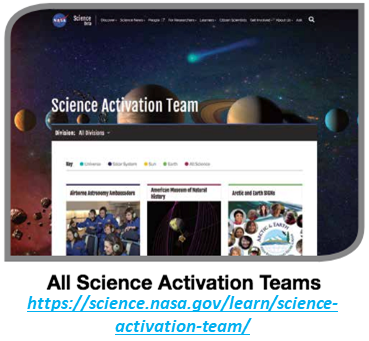 Link to Science Activation Teams https://science.nasa.gov/learn/science-activation-team/