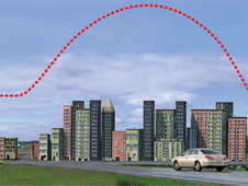 Image showing temperature line higher over city