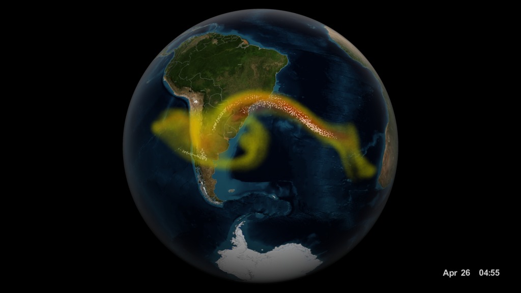 Calbuco Volcanic Ash, Image Credit: NASA's Goddard Space Flight Center