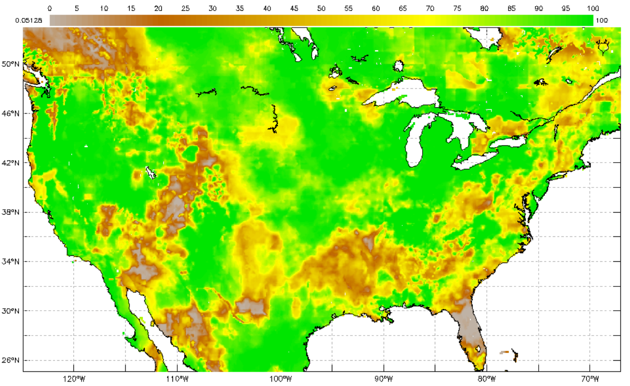 ground water storage percentile map of US 08062019