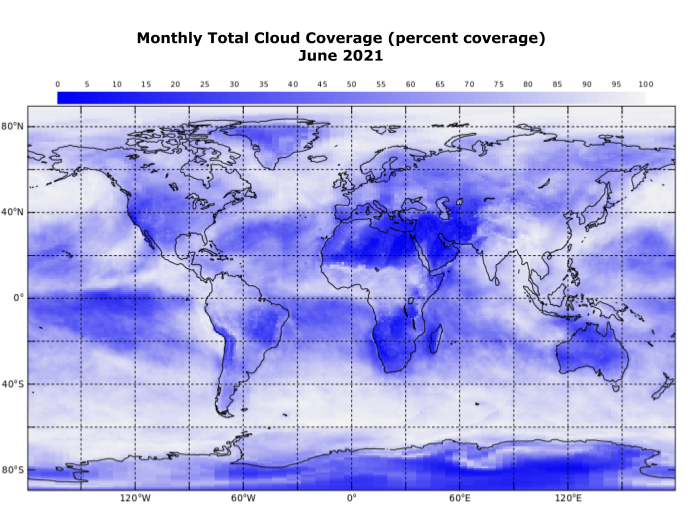 Monthly Total Cloud Coverage June 2021