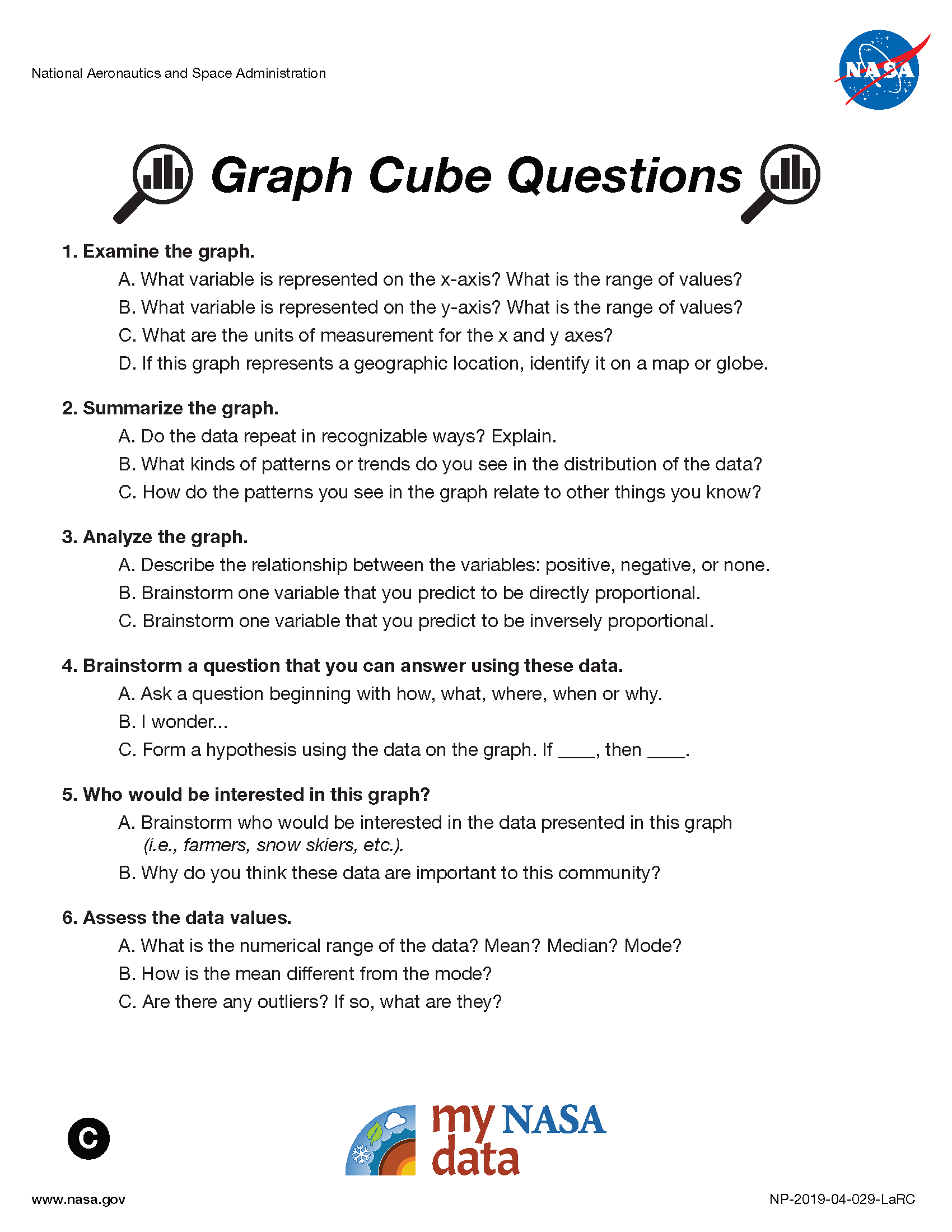 My NASA Data - Data Literacy Cubes - Graph Cube Questions - Advanced