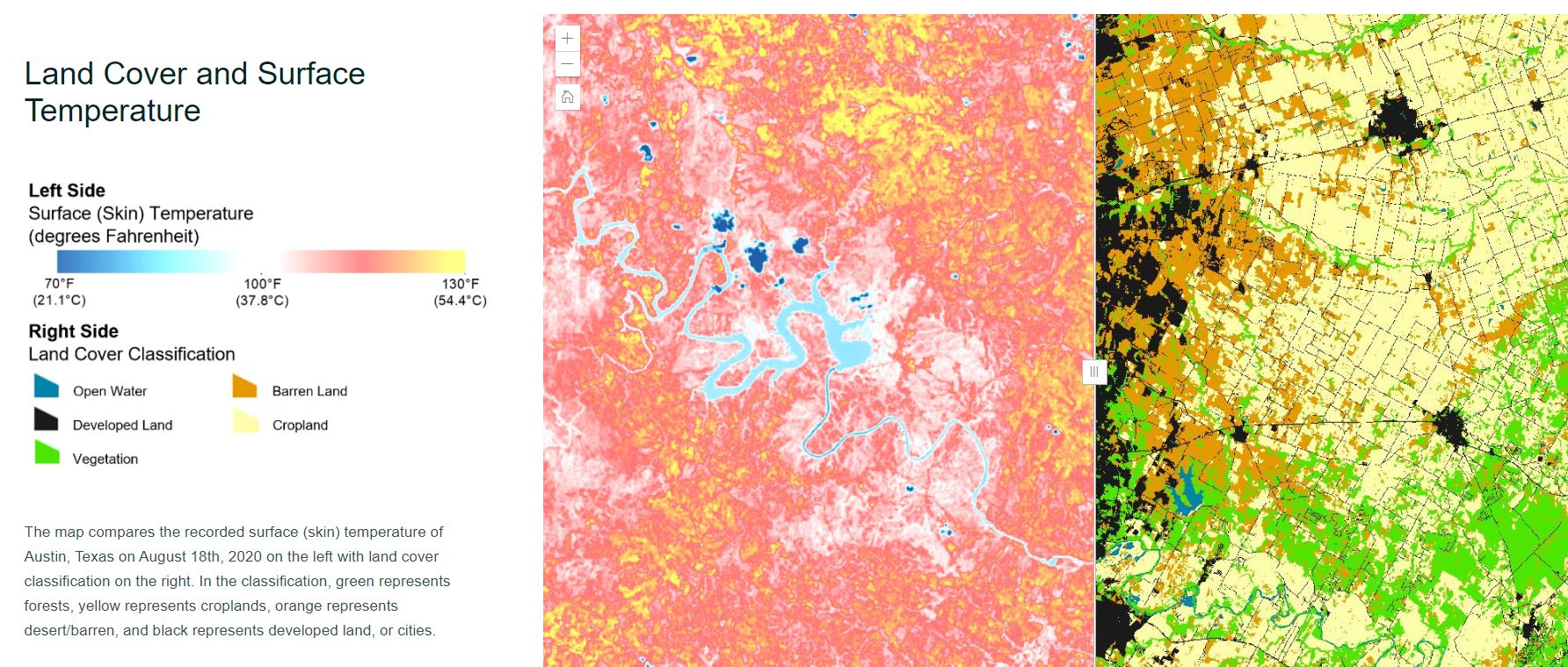Surface (skin) temperature and land cover classification