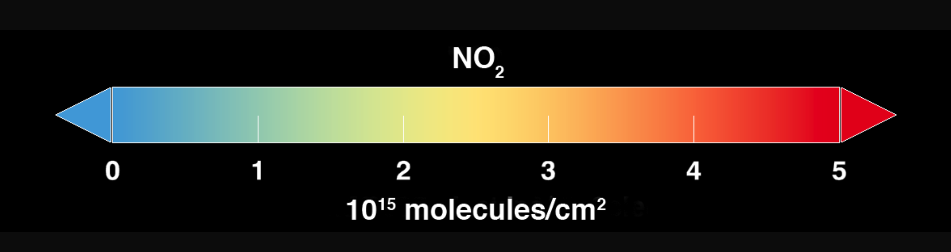 Color bar for absolute nitrogen dioxide concentrations global images.