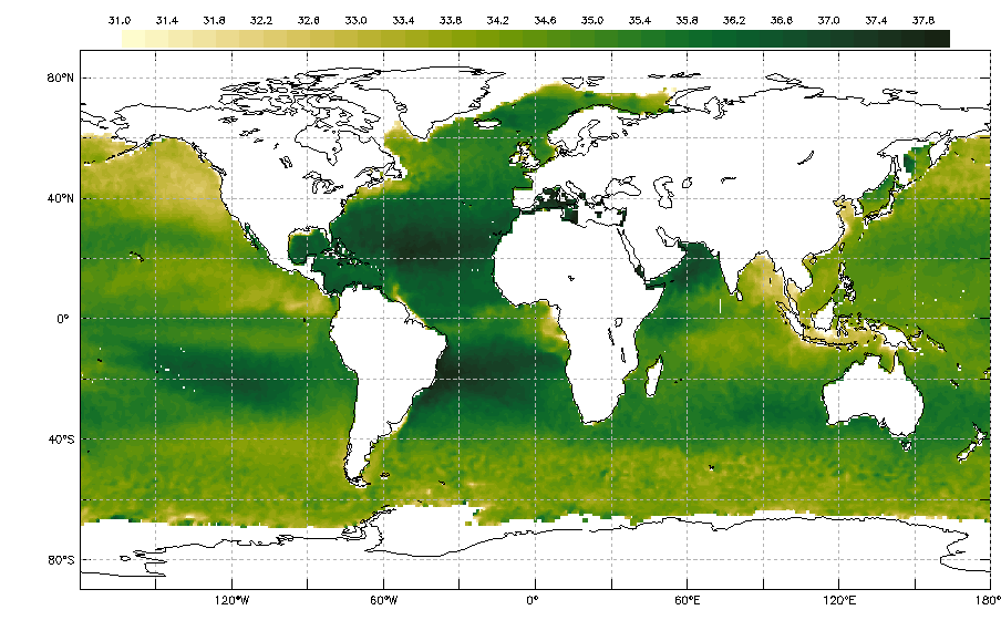 Sea Surface Salinity for April 2019