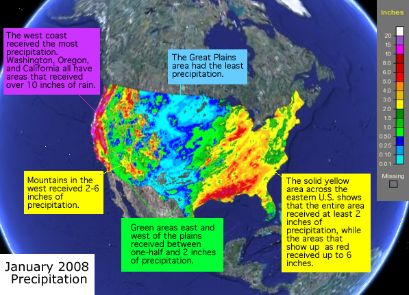 Example interpretation of the January 2008 Precipitation image