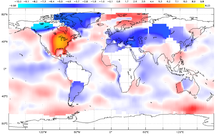 Earth System Data Explorer Monthly Surface Air Temperature Anomaly, June 2019