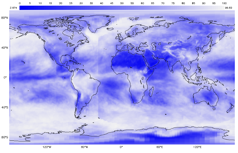 Earth System Data Explorer Monthly Cloud Coverage January 2019