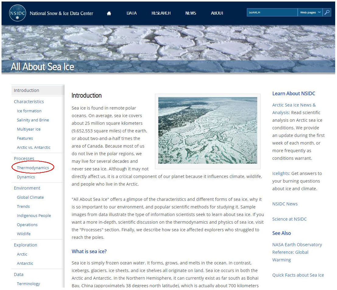 National Snow and Ice Data Center About Sea Ice - “National Snow and Ice Data Center.” All About Sea Ice | National Snow and Ice Data Center, https://nsidc.org/cryosphere/seaice/index.html.