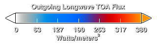 Suomi NPP CERES Longwave Flux at Top-Of_Atmosphere colorbar