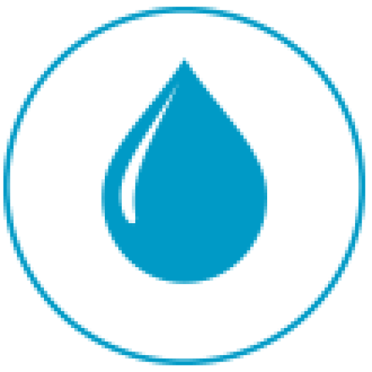 blue circle with water drop inside