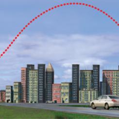 Image showing temperature line higher over city