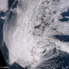 An image of the satellite view of Hurricane Sandy from the NASA Earth Observatory.