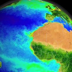 NASA SeaWiFS Biosphere Data over the North Atlantic. Source: NASA Scientific Visualization Studio